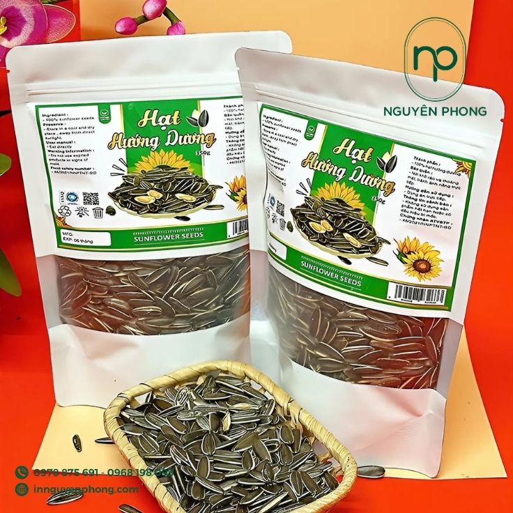 Mẫu tem nhãn dán hạt hướng dương thiết kế độc đáo 